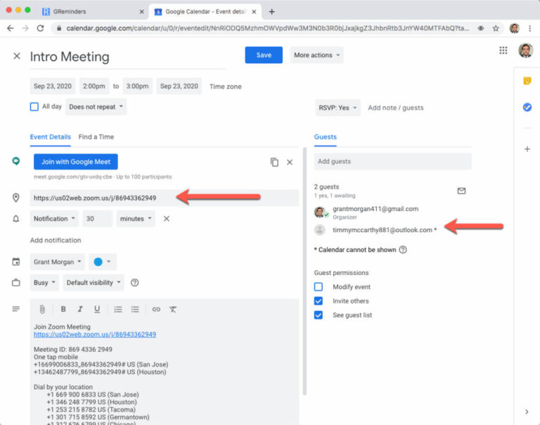 Zoom Meeting Reminders, Sms Or Email - Sms   Text Reminders For Google 