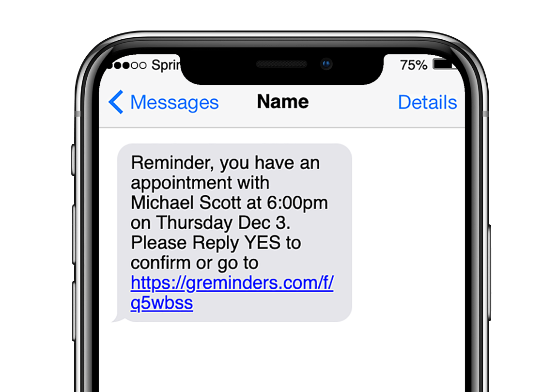 SMS / Text Reminder Confirmation Pages SMS / Text Reminders for
